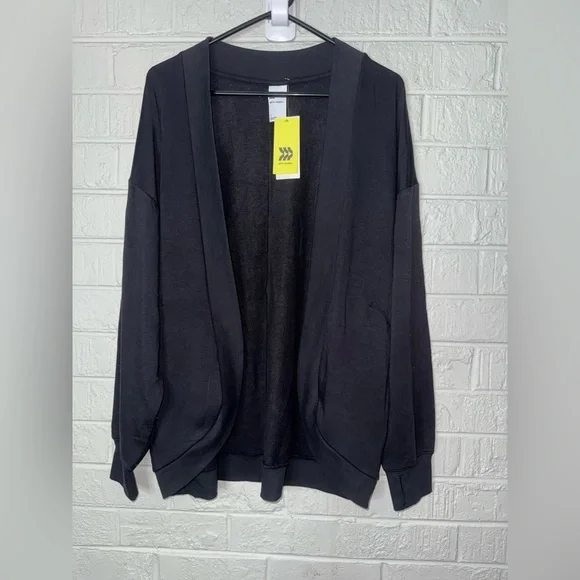 NWT ALL IN MOTION Women's Open Front French Terry Cardigan Thumbholes Sz S ✨ - Picture 3 of 8